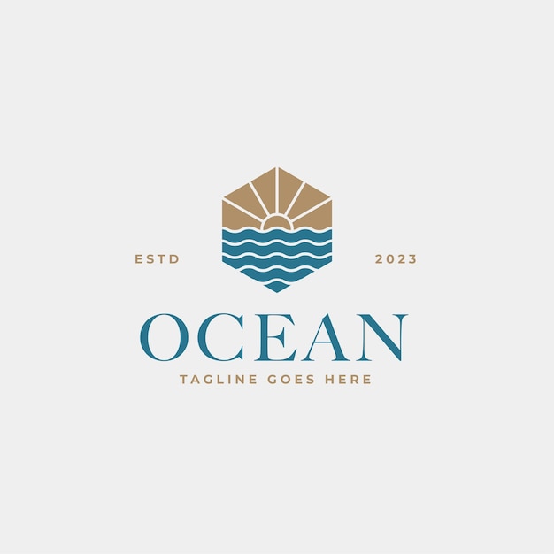 Creatief minimalistisch strand oceaan badge logo ontwerp concept vector illustratie idee
