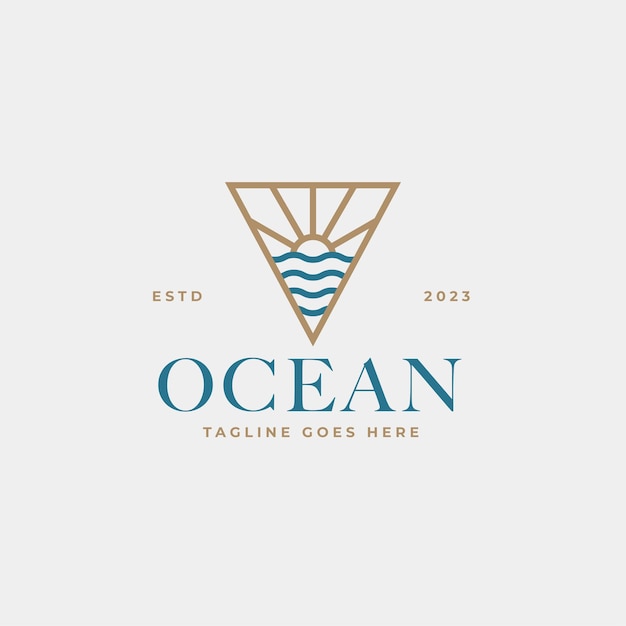 Creatief minimalistisch strand oceaan badge logo ontwerp concept vector illustratie idee