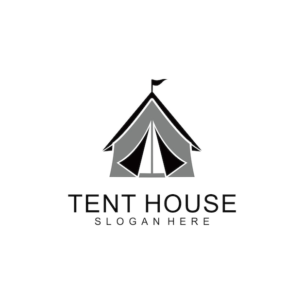 Creatief modern tenthuis met logo-ontwerpsjabloon