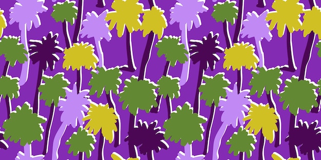 Creatief naadloos tropisch patroon met palmboom Zomer bloemen achtergrond Exotische bladeren palm achtergrond Doodle stijl ontwerp voor stof textiel print oppervlak inwikkeling omslag