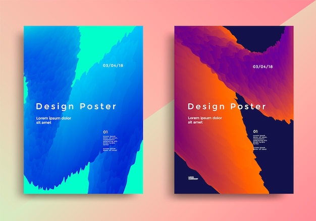 Creatief ontwerp poster met levendige hellingen golven