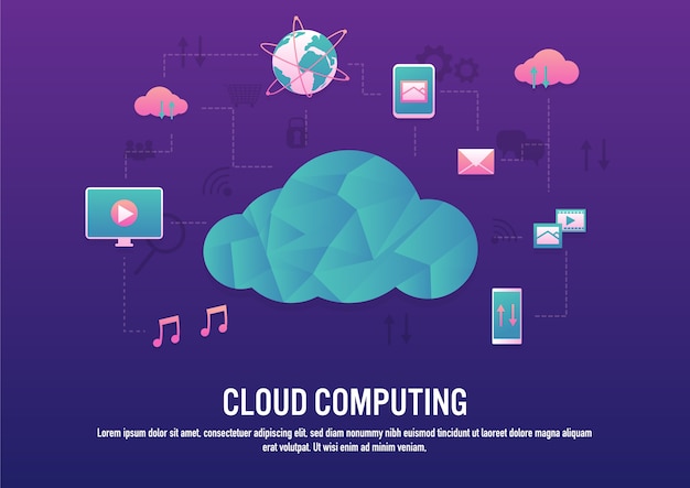 Vector creatief ontwerp van cloud computing-technologie