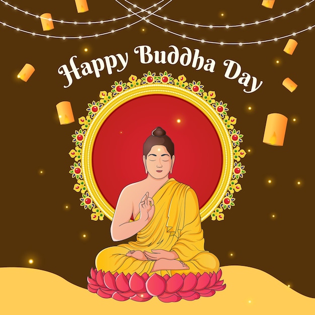 Creatief ontwerp van happy vesak day of buddha purnima-bannersjabloon