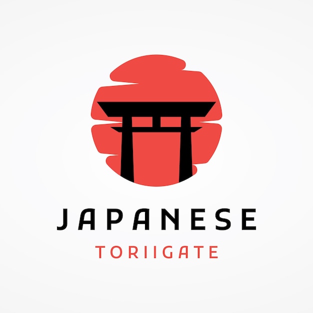 Creatief ontwerp van het oude Japanse tori gate-logoJapanse erfgoedcultuur en geschiedenis tori gateLogo voor bedrijven