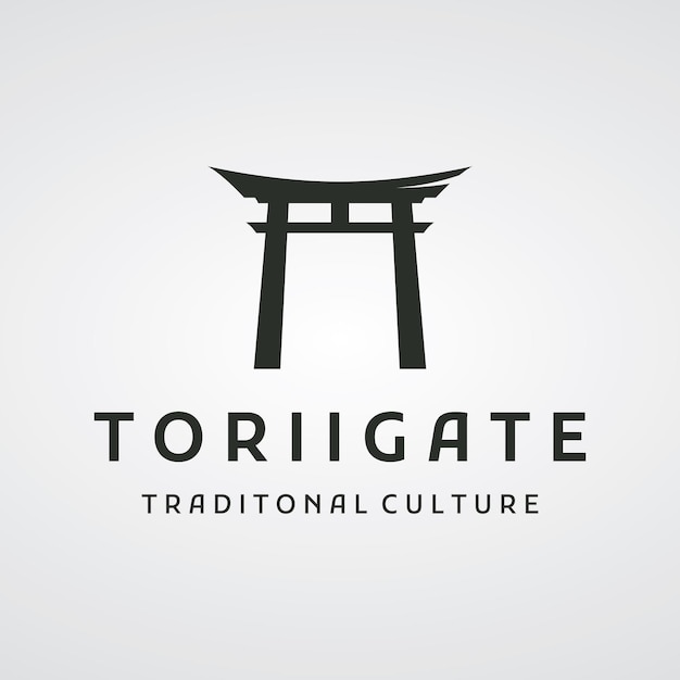 Creatief ontwerp van het oude Japanse tori gate-logoJapanse erfgoedcultuur en geschiedenis tori gateLogo voor bedrijven