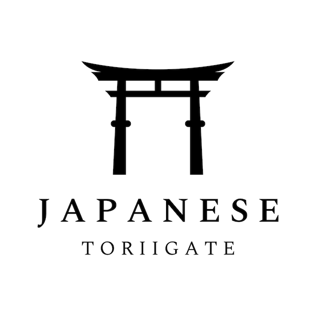 Creatief ontwerp van het oude Japanse tori gate-logoJapanse erfgoedcultuur en geschiedenis tori gateLogo voor bedrijven