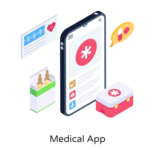 Creatief ontwerp van medische app 3d illustratie