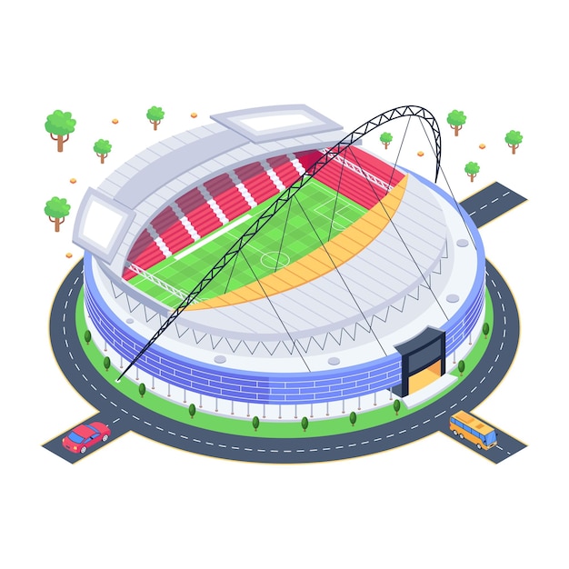 Vector creatief ontworpen isometrische illustratie van wembley stadium