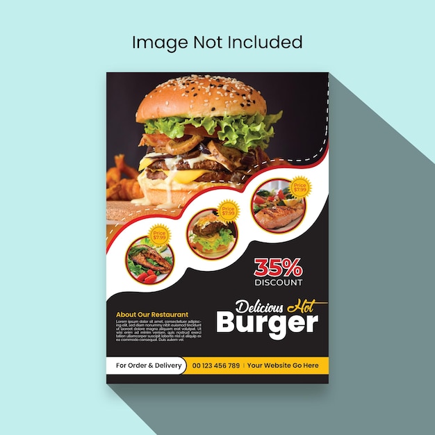 Vector creatief, opvallend, professioneel en modern verticaal restaurant food flyer sjabloonontwerp