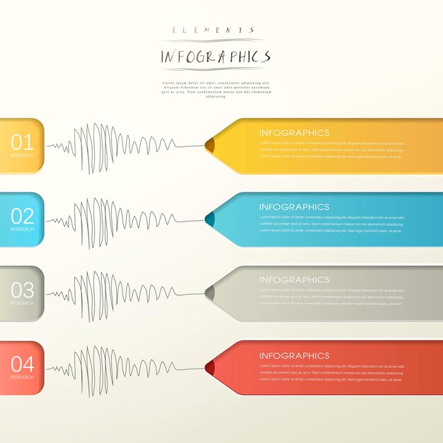 Creatief papier potlood staafdiagram infographic elementen sjabloon