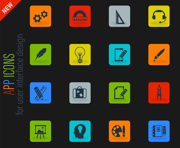 Creatief proces icon set