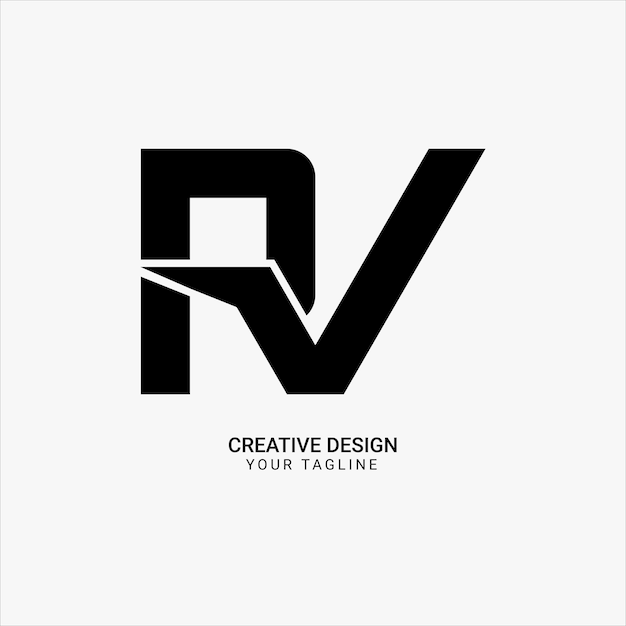 Creatief RV-letter plat initiaal monogram elegant modern merk uniek stijlvol logo-ontwerp