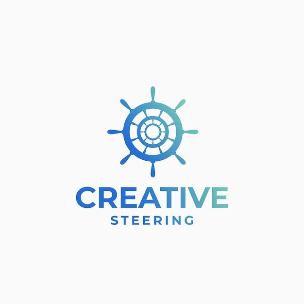 Creatief stuurlogo wiel logo marien ontwerp boot logo jacht richting logo ontwerpconcept