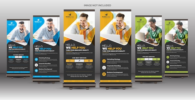 Creatief uniek zakelijk Roll-up banner X-bannersjabloon Professioneel schoon ontwerp