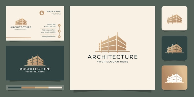 Creatief van architect logo sjabloon architectonisch conceptontwerp met visitekaartje inspiratie