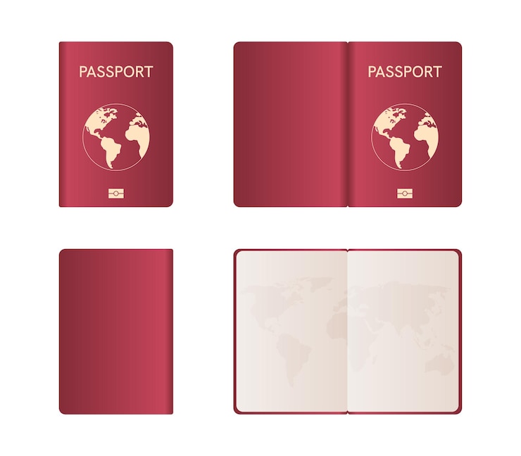 Vector creatief van paspoorten met een wereldkaart geïsoleerd op een witte achtergrond vector illustratie