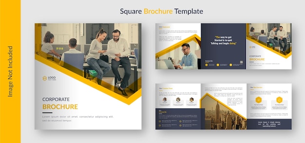 Creatief vierkant brochureontwerp met moderne vormen zakelijke vierkante brochure Premium Vector