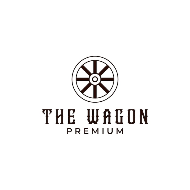 Creatief vintage houten wagen kar wiel logo ontwerp illustratie idee