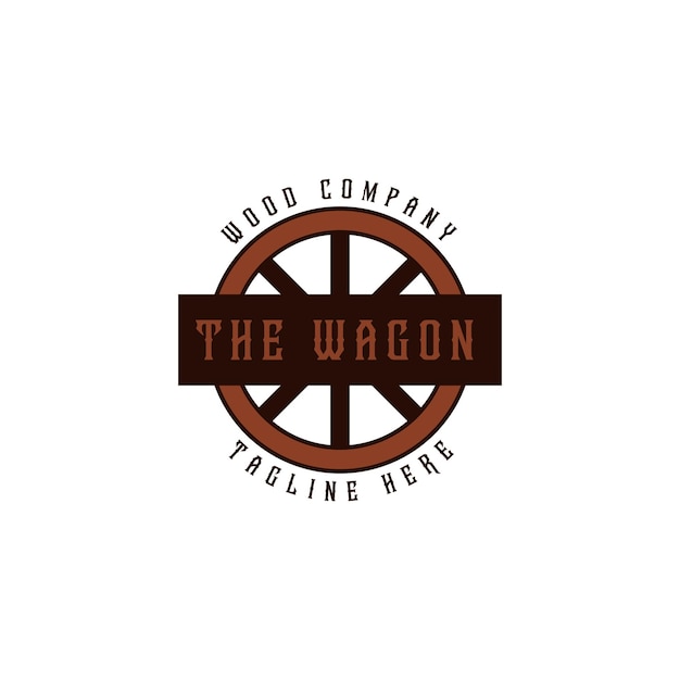 Creatief vintage houten wagen kar wiel logo ontwerp illustratie idee