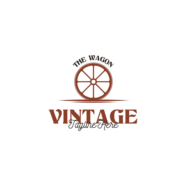 Creatief vintage houten wagen kar wiel logo ontwerp illustratie idee