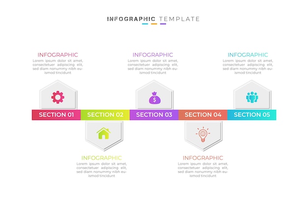 Creatief zakelijk tijdlijn infographic element en minimaal presentatieontwerp