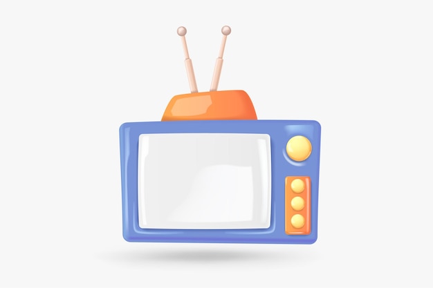 Creatieve abstracte 3D render illustratie van de oude retro TV-televisie met antenne