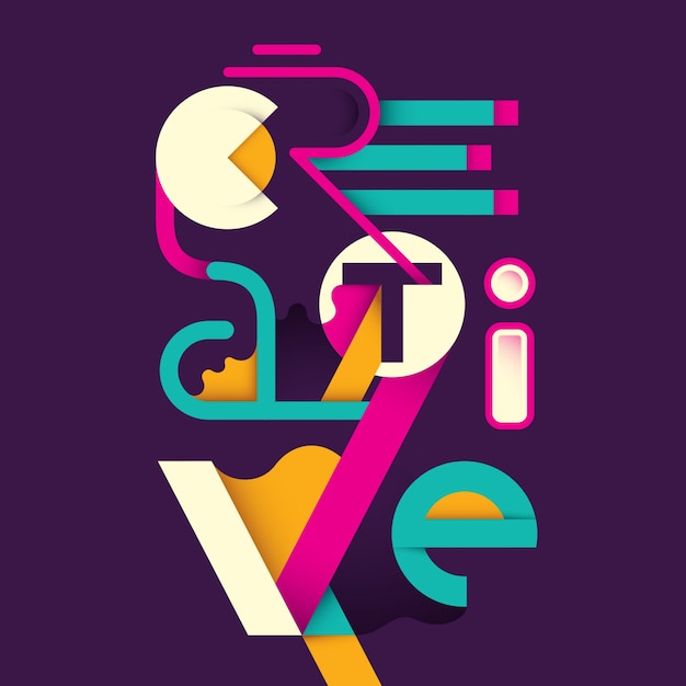 Vector creatieve abstracte compositie met ontworpen typografie.