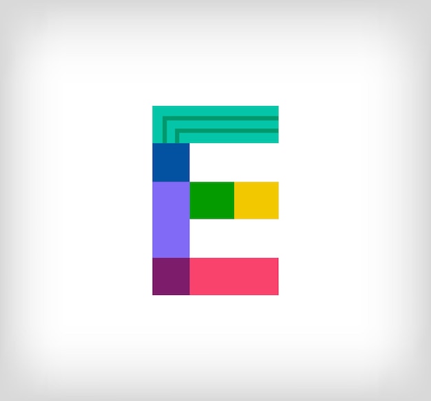 Vector creatieve abstracte letter e veelkleurige lineaire logo moderne letterlijnen met nieuwe pop art kleuren