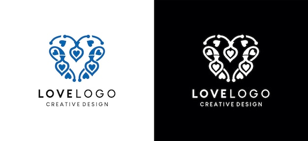 Creatieve abstracte liefde logo ontwerp vectorillustratie