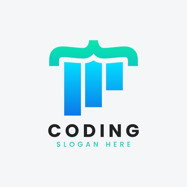 Creatieve abstracte moderne programmering codering logo ontwerp kleurrijke gradiënt codering bedrijfslogo