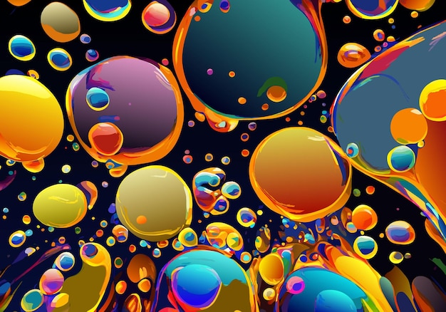 Creatieve achtergrond van gemengde water- en oliebelletjes kleurrijk