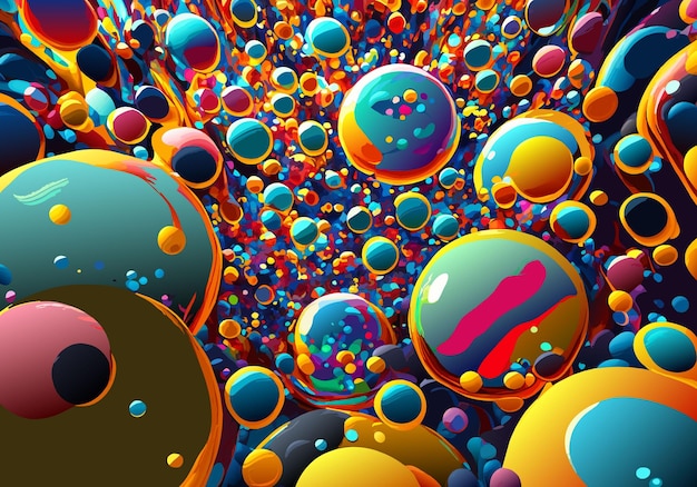 Vector creatieve achtergrond van gemengde water- en oliebelletjes kleurrijk