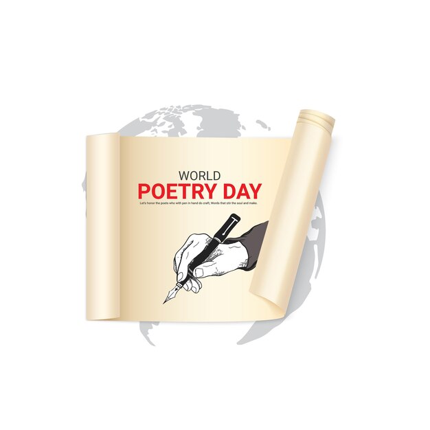 Creatieve advertentieontwerp voor de werelddag van de poëzie media poster vector 3d illustratie