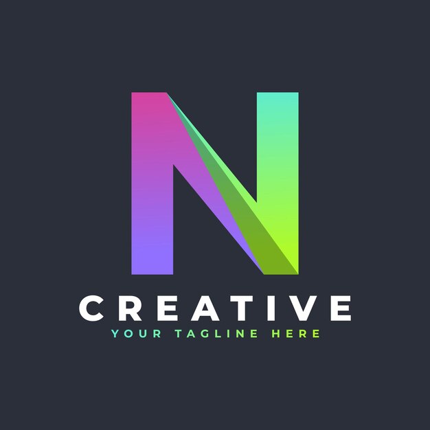 Creatieve beginletter N Logo groen en paars geometrische vorm bruikbaar voor zakelijke en branding logo's Flat Vector Logo Design Template Element