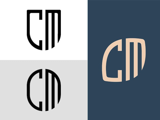 Creatieve beginletters CM-logo-ontwerpenbundel