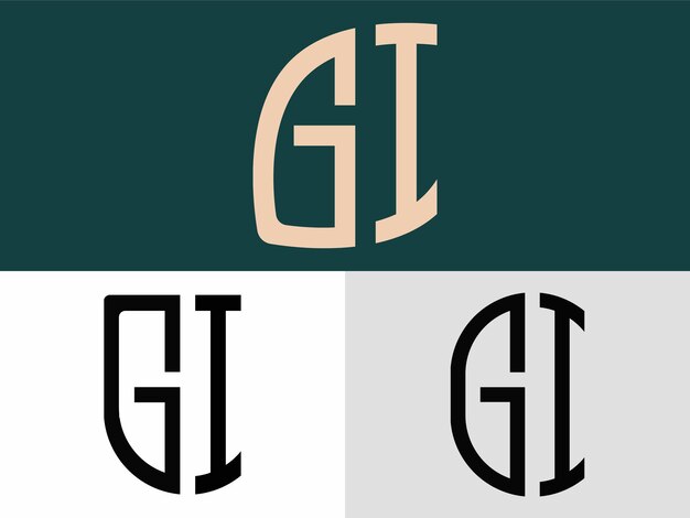 Creatieve beginletters GI-logo-ontwerpenbundel