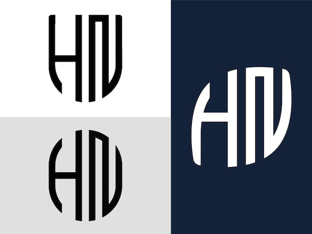 Creatieve beginletters HN Logo Designs-bundel