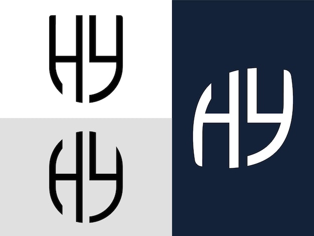 Vector creatieve beginletters hy-logo-ontwerpenbundel