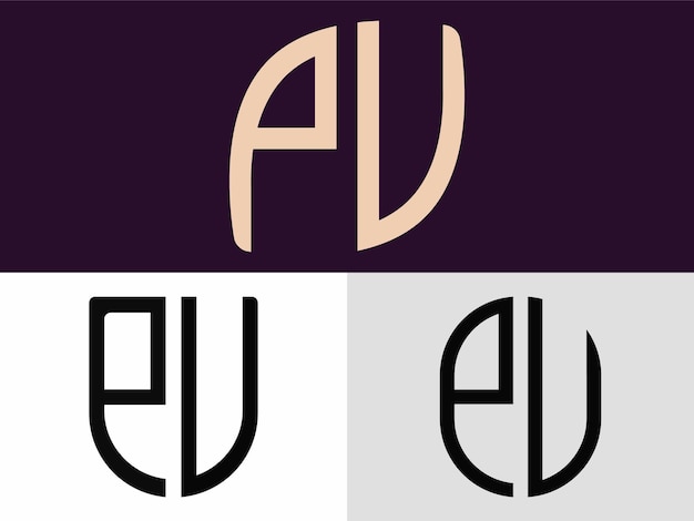 Creatieve beginletters PU-logo-ontwerpenbundel
