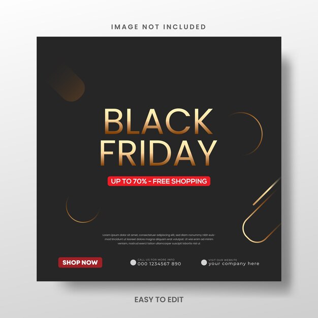 Creatieve Black Friday-verkoop sociale media postsjabloon Black Friday-poster 3D Illustratie