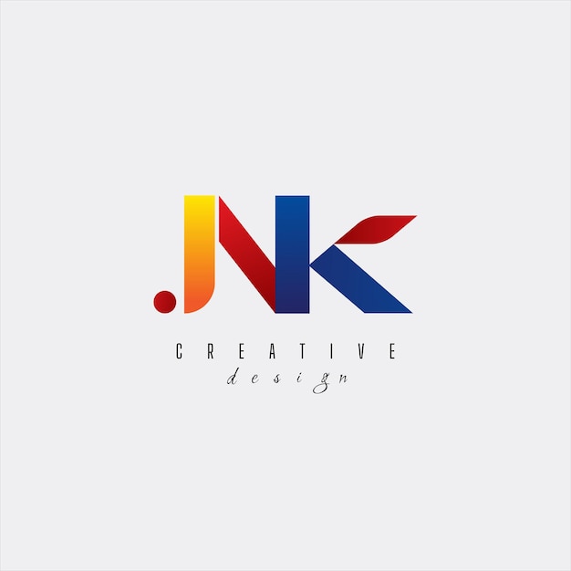 Creatieve blauwe letter JNK JNK-logo met leidende lijnen en wegconceptontwerp Brieven met geometrie