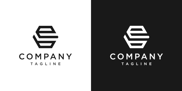 Creatieve brief EB Monogram Logo ontwerp pictogrammalplaatje witte en zwarte achtergrond