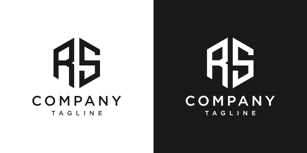 Creatieve brief rs monogram logo ontwerp pictogrammalplaatje witte en zwarte achtergrond