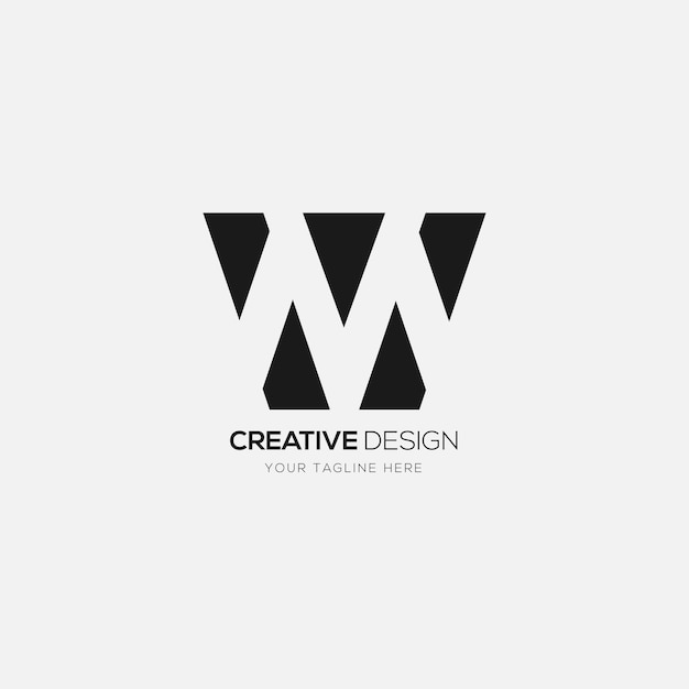 Vector creatieve brief wmv negatieve ruimte monogram logo