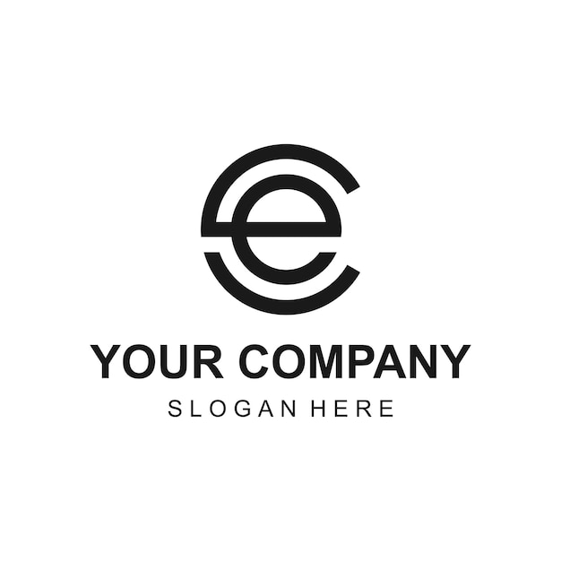 Creatieve cirkel lineaire letter CE of EC logo ontwerp vector