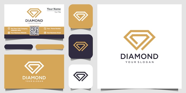 Creatieve Diamond Concept Logo ontwerpsjabloon en visitekaartje ontwerp