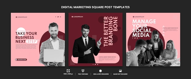 Creatieve digitale zakelijke marketing vierkante flyer sociale media marketing postsjabloon set