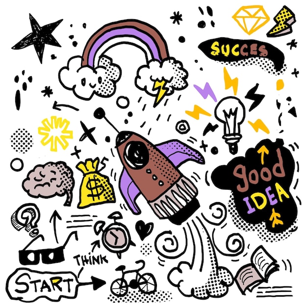 Creatieve Doodle van Succes en Innovatie Concepten