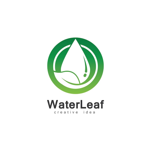 Creatieve druppel water en blad concept Logo ontwerpsjabloon