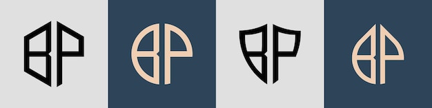Creatieve eenvoudige beginletters BP Logo Designs-bundel